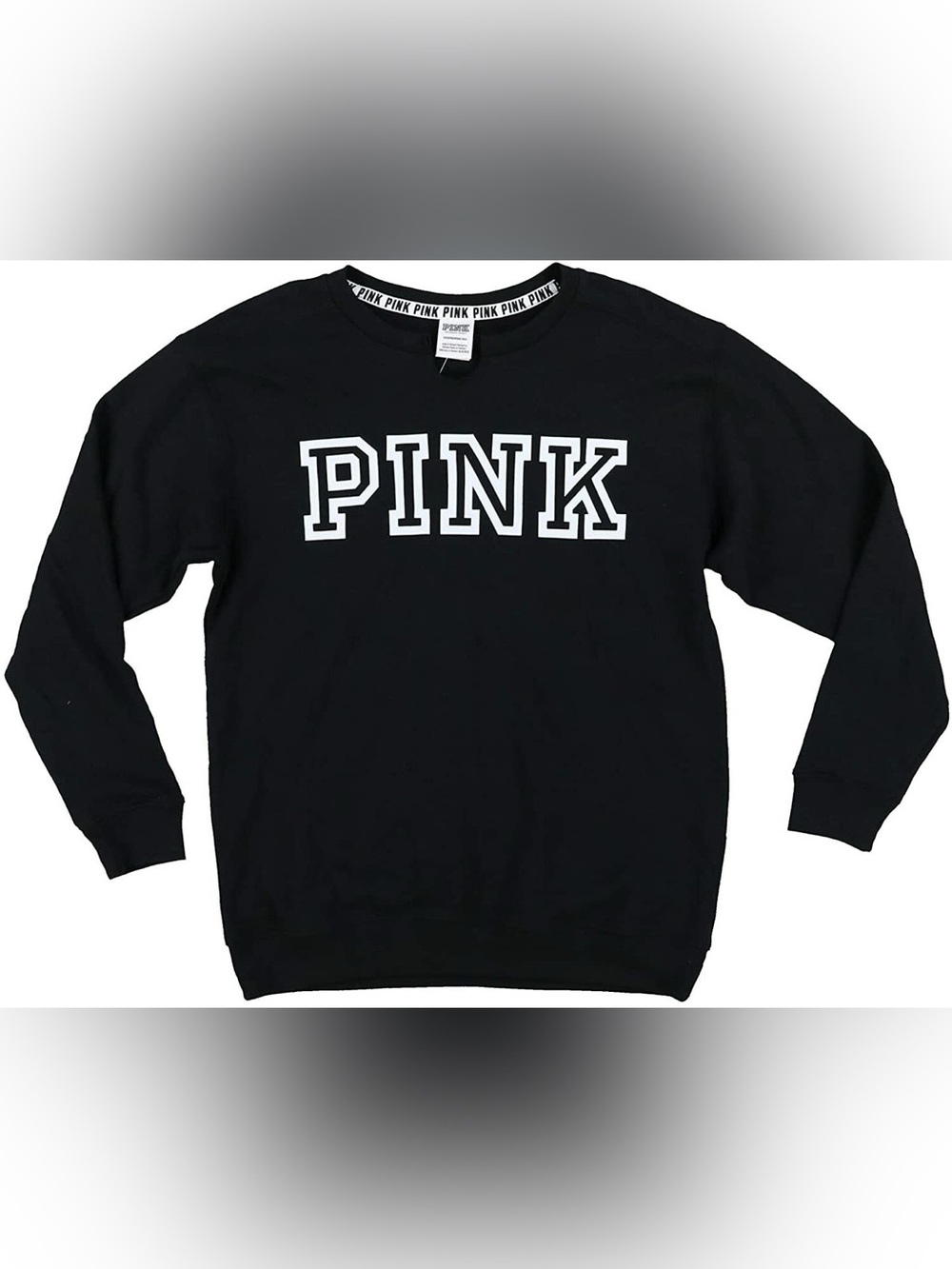 PINK Victoria's Secret Black Crewneck Sweatshirt with White Logo